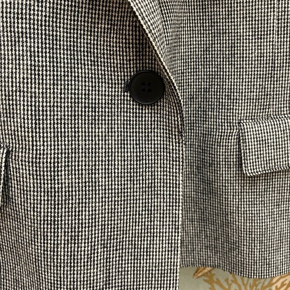 Evan Picone VTG 2 Piece Wool Black White Plaid Blazer Skirt Velvet Office Set - Picture 6 of 17